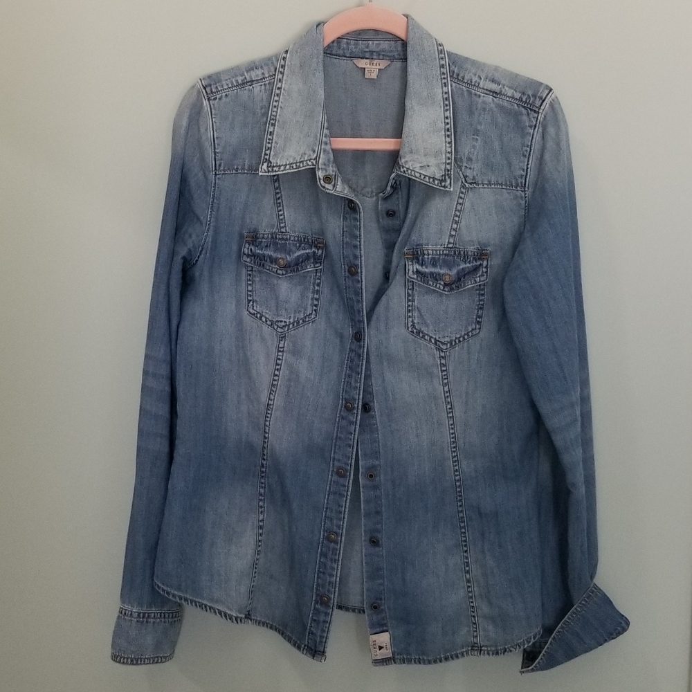 Guess Denim/Chambray Western Button Down Shirt